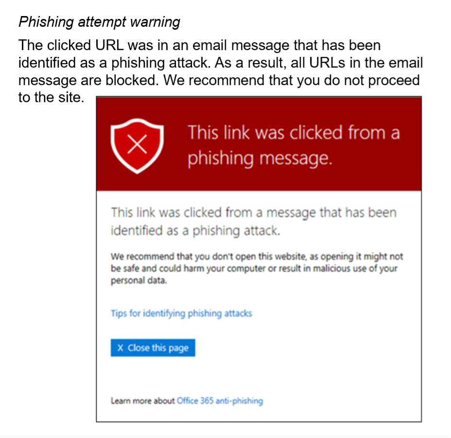 Phishing warning