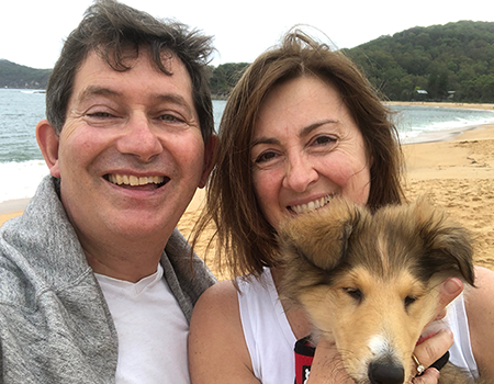 Professor Ian Jacobs, wife Chris, and dog Jamie