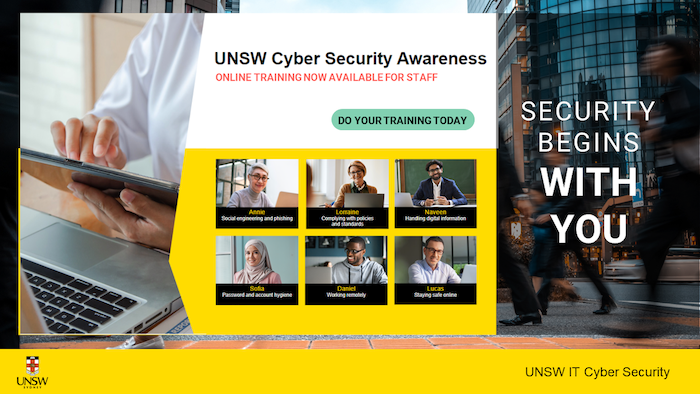 UNSW Cyber Security Awareness training module webpage