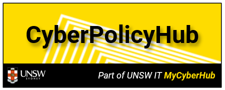 CyberPolicyHub logo on yellow background