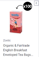Screenshot of Zetic tea pack on the Winc store