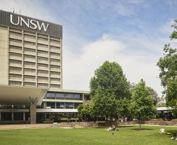 View across library lawn to UNSW library