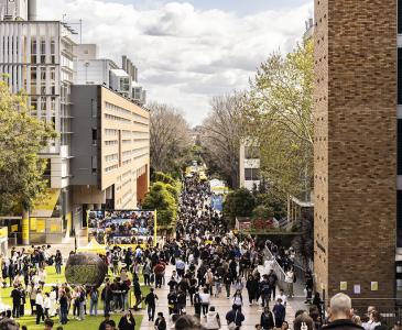 View over University Mall on Open Day