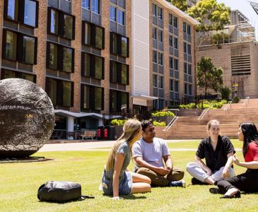Students on the lawn