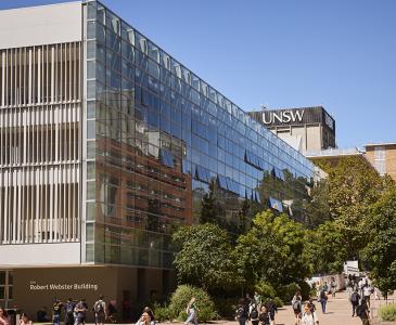 View towards UNSW library tower from middle campus
