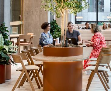 People sitting at a table at the CBD campus