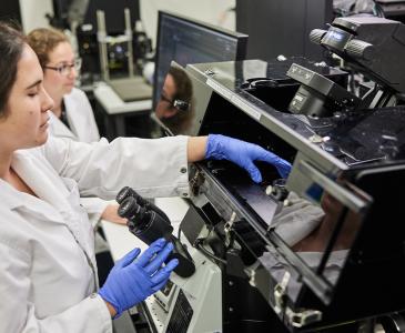 Woman using hyperspectral imaging 