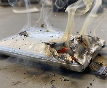 Battery on fire