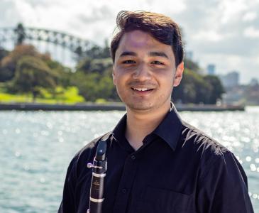 Winner, Nicholas D’Silva, pictured in front of the Harbour Bridge