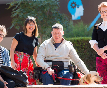 A group of people sitting together