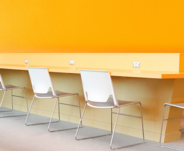 Chairs with a yellow background
