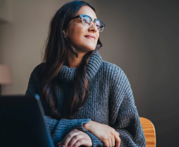 woman with glasses