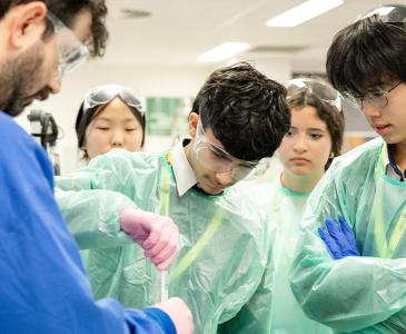 students doing experiment