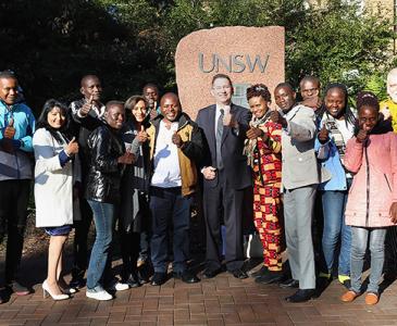 Gulu students with President and Vice Chancellor Ian Jacobs