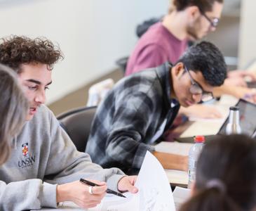 University students preparing for an exam