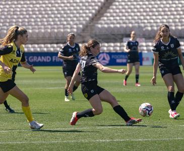 Women playing soccer