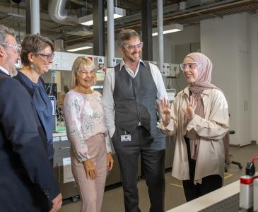 UNSW Vice-Chancellor and President Attila Brungs visiting a lab during at the announcement of the $2.6m Tyree Foundation gift. Photo by Maja Baska.