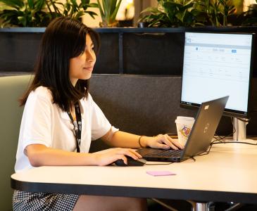 Student at computer
