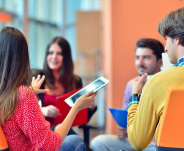 UNSW staff engaging in a discussion 