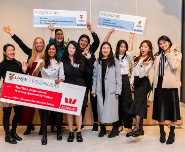 A group of women posing with a large cheque