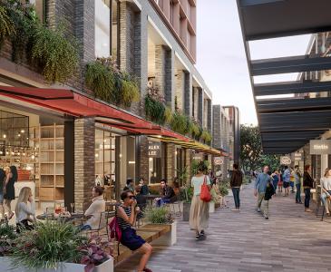 Visualisation of development showing people and entries to restaurants
