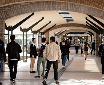 UNSW students outside the library