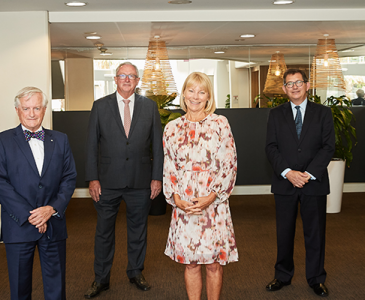 David Gonski AC, Chancellor, UNSW Sydney; Dr Peter Tyree AM, Director and past Chairman, Sir William Tyree Foundation; The Hon. Brad Hazzard, NSW Minister for Health and Minister for Medical Research; Robbie Fennell, Chair, Sir William Tyree Foundation; Professor Ian Jacobs, President & Vice-Chancellor, UNSW Sydney and Emeritus Professor Ian Webster AO, Director, Sir William Tyree Foundation. Photo: Richard Freeman.