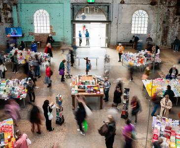 Crowds of people enjoying Sydney Writers' Festival 