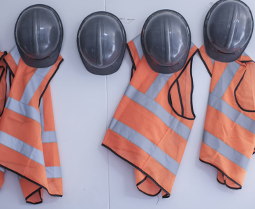 Hi-vis vests and hard hats