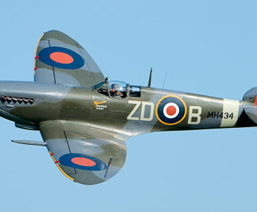 A spitfire plane in the sky