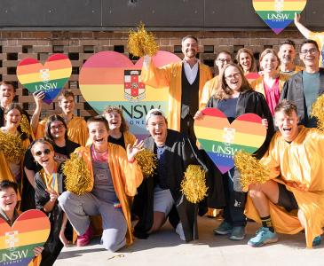 UNSW staff and students during a Mardi Gras rehearsal