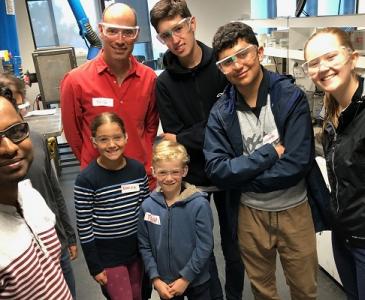 Schoolkids learning about 3D printing at a microfactory in the Michael Crouch Innovation Centre