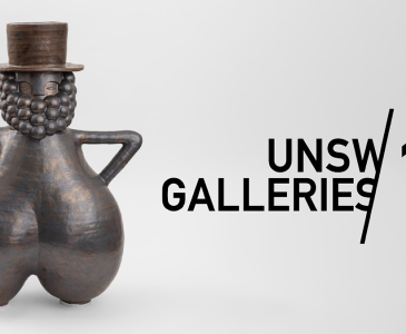 a ceramic pot in the shape of a man with the words 'UNSW Galleries/10"