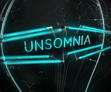 UNSOMNIA written in neon blue