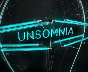 Unsomnia blue graphic text