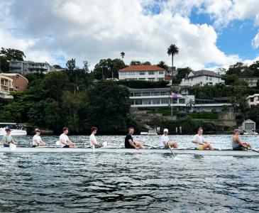 The VC rowing at Huntley's Cove