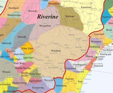 Closeup of a map of Indigenous nations of Australia