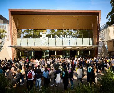 The Clancy Auditorium with graduation celebrations taking place