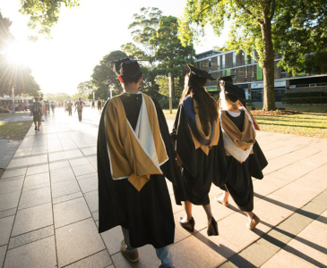 Graduates walking down the UNSW mall