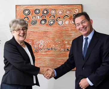 New Provost Professor Anne Simmons with Professor Ian Jacobs, President and Vice-Chancellor