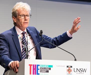 Professor Nicholas Fisk presenting at the Times Higher Education Research Excellence Summit