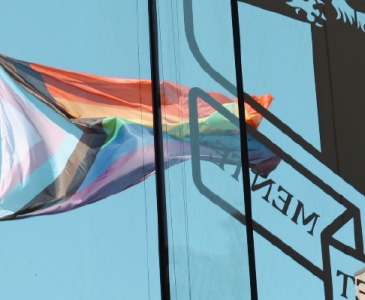 queer flag with UNSW logo