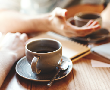 Two people meeting for a coffee