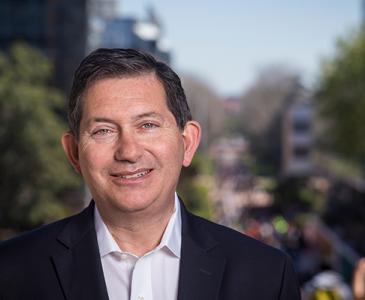 Professor Ian Jacobs at the top of University Mall