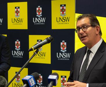 Professor Ian Jacobs at the Canberra City announcement