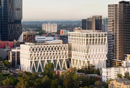 Powerhouse Parramatta building seen from a drone
