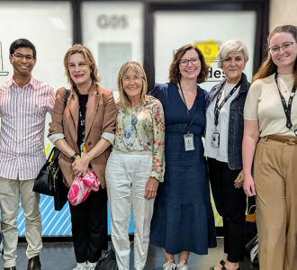 L-R Tania Bencic; Ruchira Abeyratna; Prof. Chantal Bostock; Vicki Kelly Dos Santos; Carmel Walsh; Maria Naidoo, Sarah Wilkinson and Mia Shouha