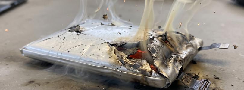 Battery on fire