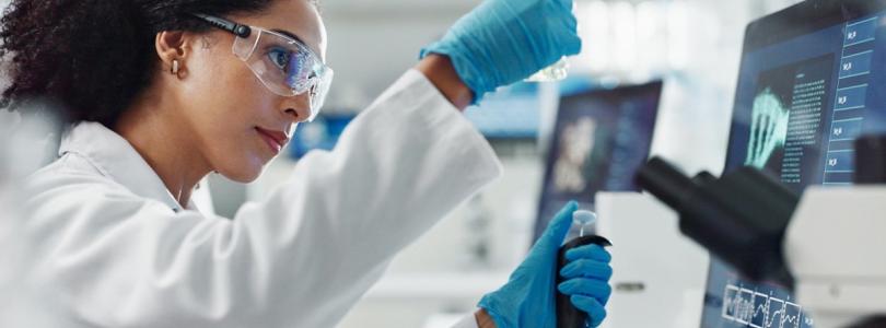 scientist and microscope