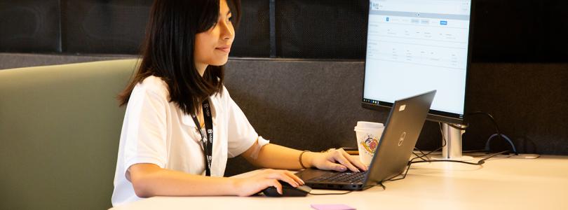 Student at computer